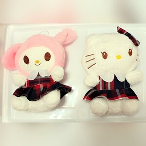 Plush My Melody & Hello Kitty with Plaid Outfits